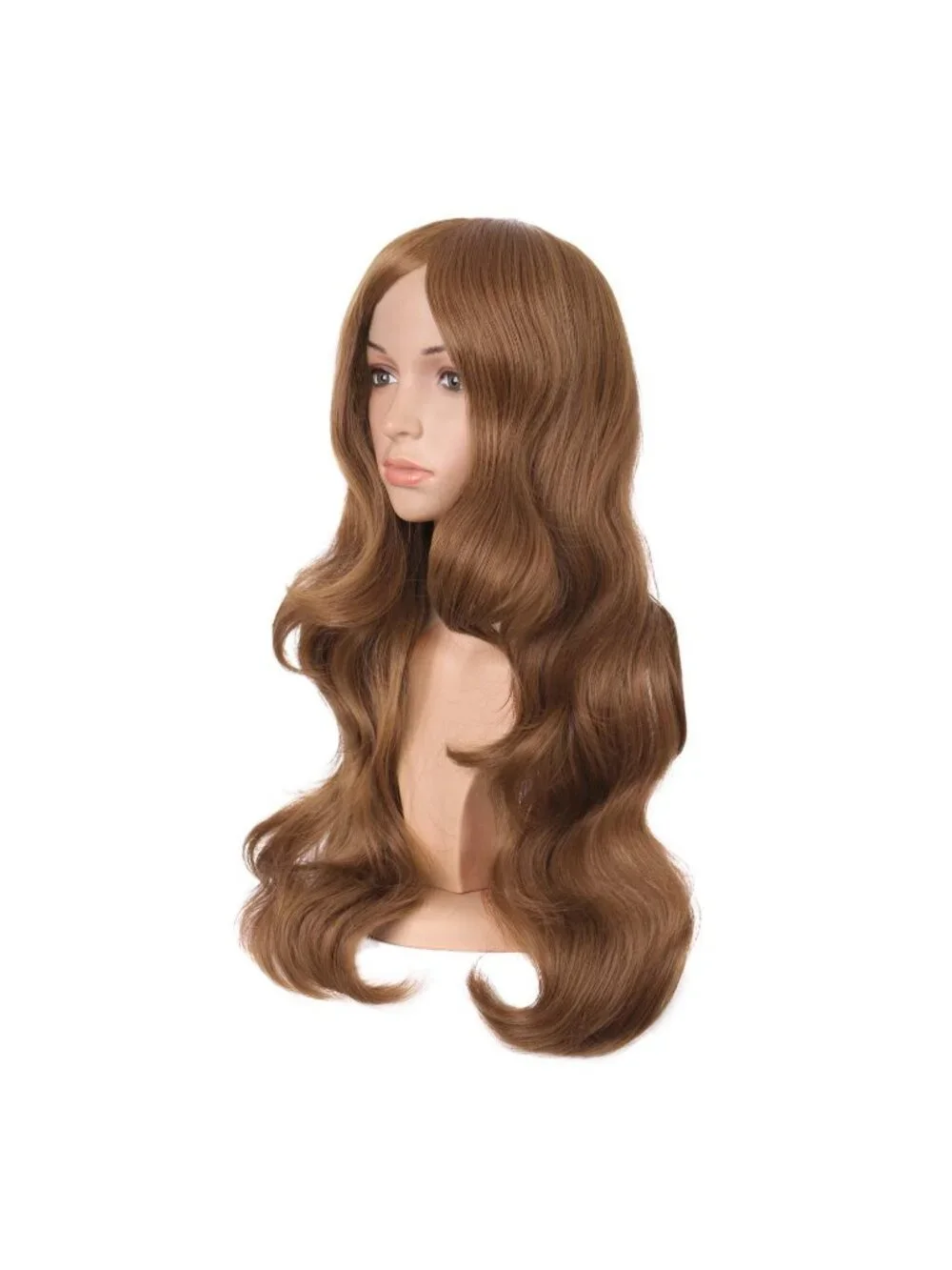 Women's Light Brown 24 Inch Synthetic Modern Long Wavy Side Bangs Wigs